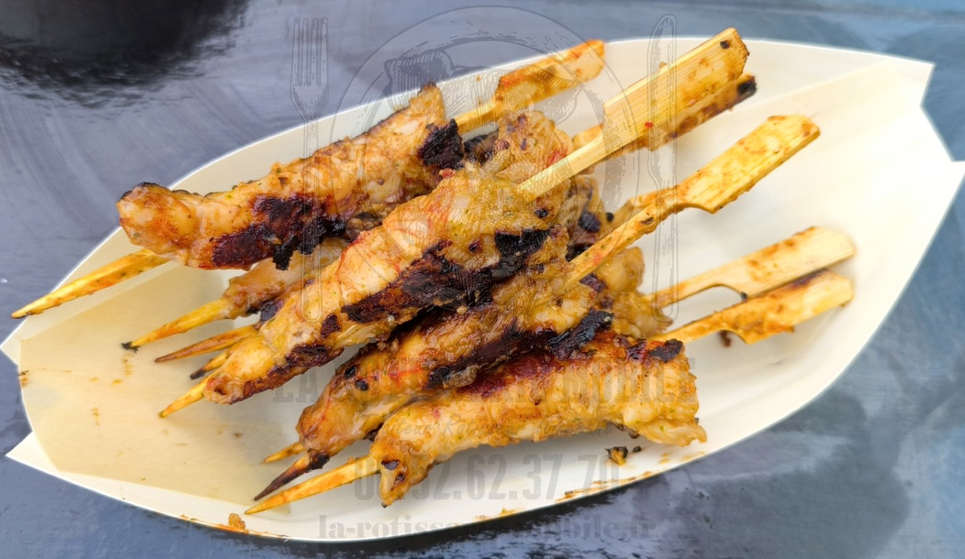 mini brochettes de gambas à la thaï