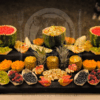 Pièce montée de fruits "La Rôtisserie Mobile"