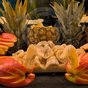 Signes pièce montée de fruits "La Rôtisserie Mobile"